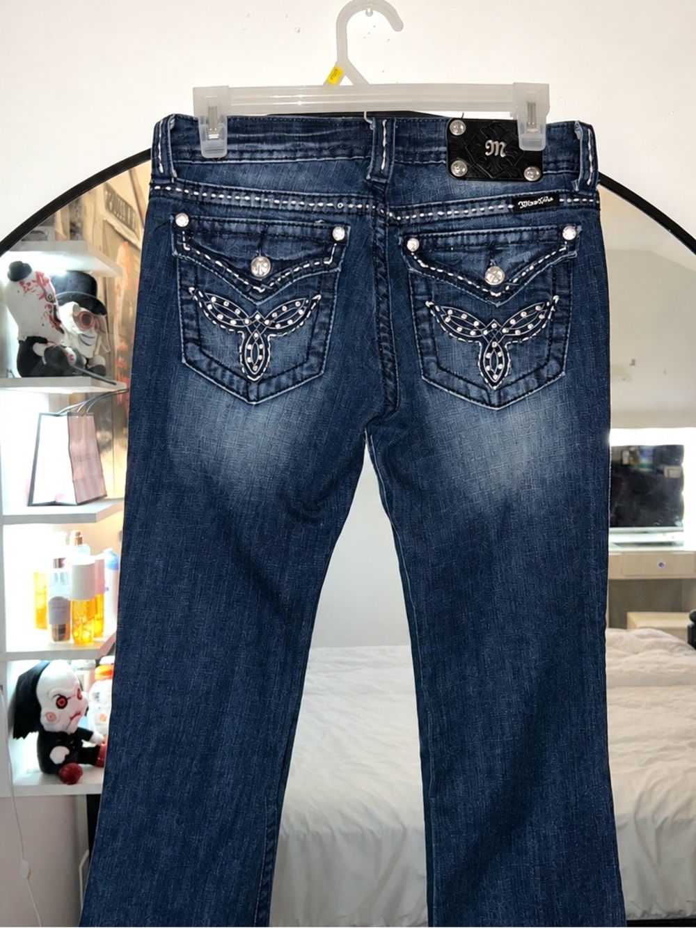 Miss Me Rhinestone Bootcut Dark Wash Denim Jeans